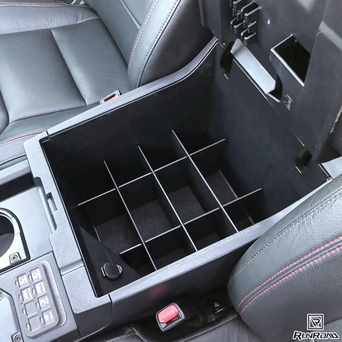 RUNROAD Center Console Organizer Dividers Compatible with Toyota Tundra 2014-2019 2020 2021 Accessories, Insert Compartment Tray Secondary Storage Box ABS Materials Armrest Divider