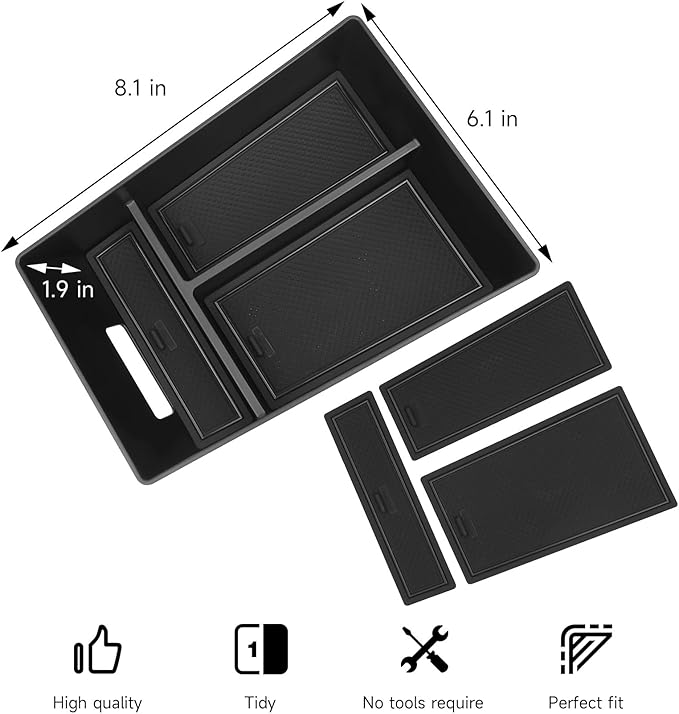 Center Console Organizer Tray Compatible with BMW 2019-2025 2026 X5 G05 / X7 G07 & 2020-2025 2026 X6 G06 Accessories Armrest Storage Box ABS Console Insert Tray Container