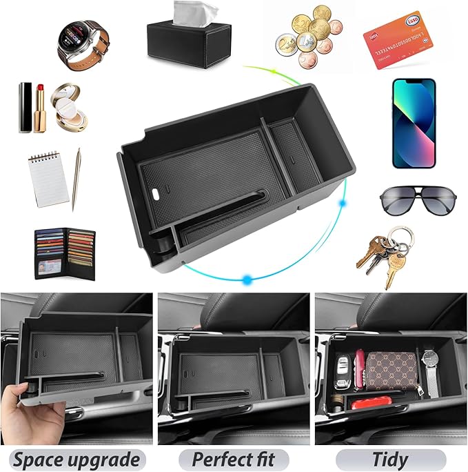 SKTU for 2021 2022 2023 2024 Kia K5 Center Console Organizer 2023 2024 K5 Storage Box Organizer Container Armrest Insert Organizer ABS Tray Pallet with USB Hole and Coin Holder