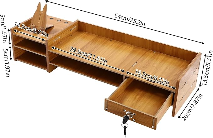 Monitor Stand Computer Riser with Storage Organizer, Desk Organizer Stand Monitor Stand Riser Multifunction Storage Shelf with Drawer (Style A)
