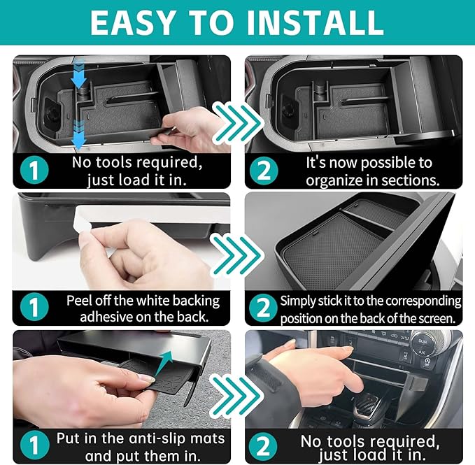 3PCS Center Console Organizer Tray Compatible with 2019-2025 Toyota RAV4 RAV-4 & Prime Accessories, Insert Gear Shift Divider Slot & Armrest Storage Box & Dash Organizer (ONLY Fit 8" Screen)