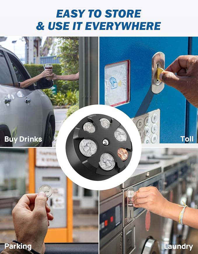 JOYTUTUS Universal Coin Holder, Large Capacity Coin Holder for Car, Portable Car Change Holder Coin Organizer, Car Trucks Accessories, Coin Sorter for Car & Wallet & Pocket