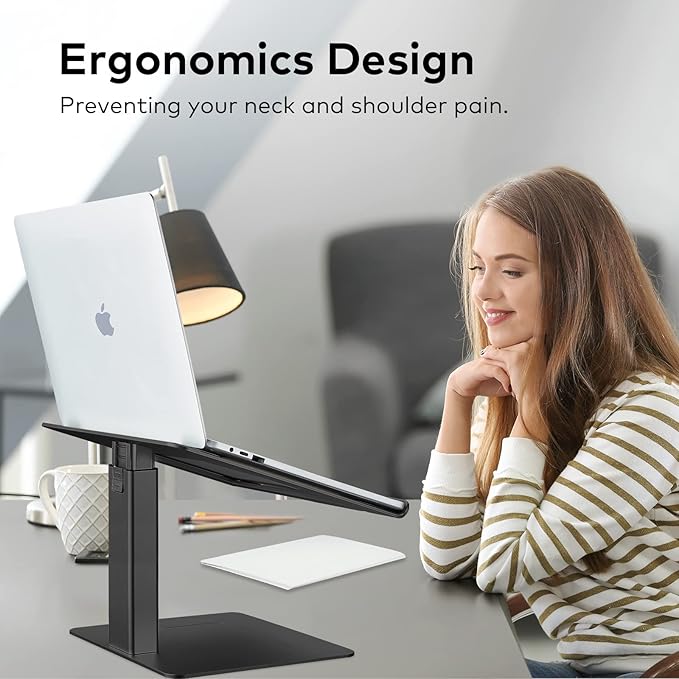 Laptop Stand for Desk, Ergonomic Aluminum Laptop Stand Adjustable Height from 7-15", Sitting and Standing Laptop Riser for 10-17" Notebook