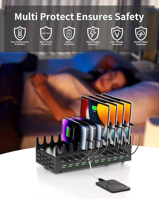 690W Charging Station for Multiple Devices, 20-Port USB C Fast Charging Station with Double 100W PD PPS Port, Multi Device Fast Charger Dock for MacBook Pro Laptop, iPhone, iPad, Tablet, Cell Phone