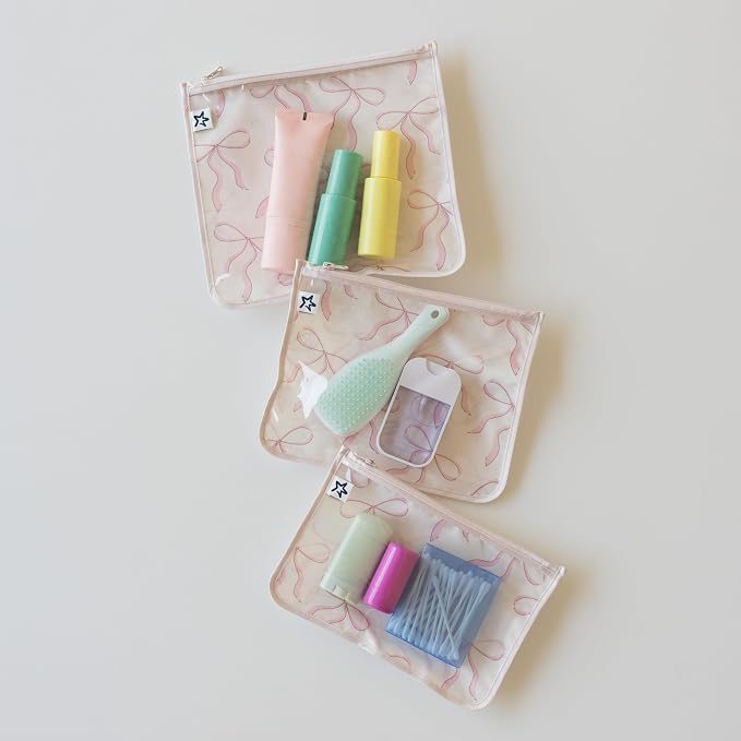 Tiny Twinkle Diaper Bag Organizing Pouches|3 Pack Mess-Proof Clear Front Travel Organizer Bags&TSA Approved Toiletry Bag Set for Baby and Mom Essentials