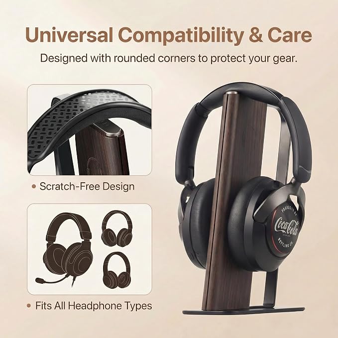 Headphone Stand for Desk, Weighted Base Headset Holder for AirPods Max Sony Bose Beats Sennheiser, Stable Gaming & Studio Earphone Rack, Dark