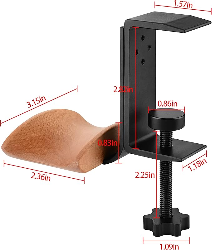 Linkidea Headphone Stand Hanger Compatible with Airpods Max, Bracket Wood Headphone Headset Hanger Holder, Clamp Rack Hook Under Desk Table Headphone Hanger Holder (Beech)