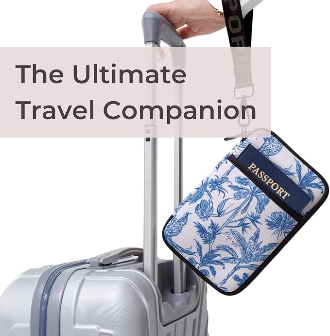 POPUPS Passport Travel Wallet for Women - Large Multiple Document Organizer and Holder with Wristlet - Toile