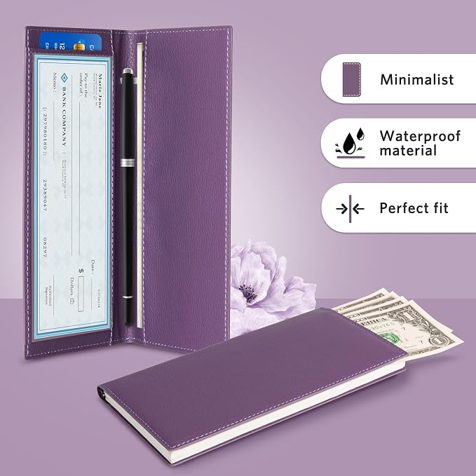 CoBak Premium Leather Checkbook Cover - RFID Blocking, Classic Design, Slim & Durable - Perfect for Personal & Business Checks