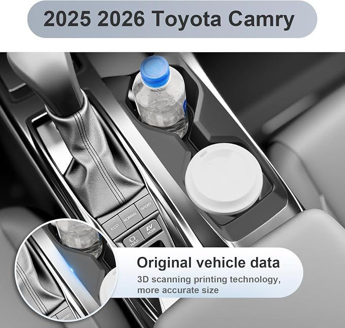 SKTU 2Pcs 2025 2026 Camry Center Console Organizer for 2025 2026 Toyota Camry (LE/SE/Nightshade/XLE/XSE) Cup Holder & Console Tray Toyota Camry 2025 2026 Accessories Durable Cup Pad Tray
