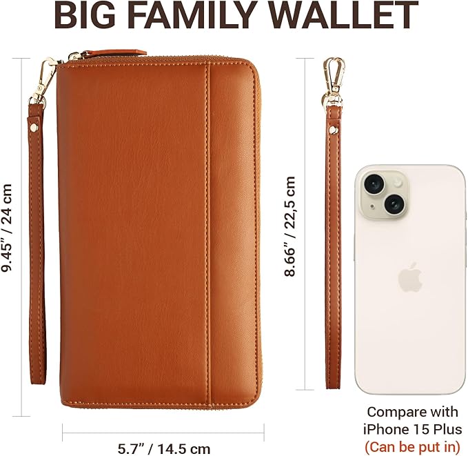 Travel Document Organizer - RFID Passport Wallet Case Family Holder Id Wristlet