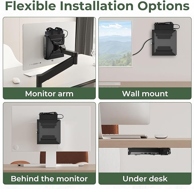 Mini PC VESA Mount for HP, Under Desk, Wall Mount, VESA Mount & Attach to Monitor Arm Mount, Compatible with HP EliteDesk 800 G2 G3 G4 G5 ProDesk 600 G1 G2 G3, Includes All Screws and Cable Straps