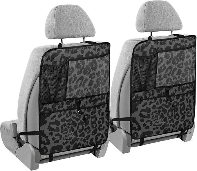 Car Seat Back Organizer Black-white Leopard Print 1 Pack Waterproof Kick Mats Backseat Protector From Dirt,Scratches