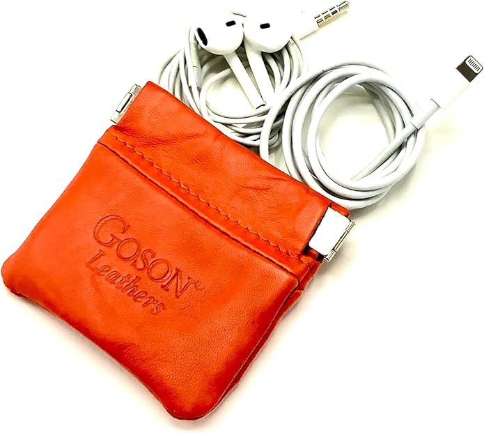 Goson Classic Leather Squeeze Coin Purse change Holder For Men and Women, Pouch size 3.50 in X 3.25 in