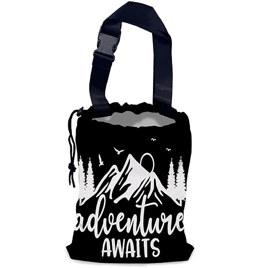 Adventure Awaits Car Garbage Bag,Nature Mountain Waterproof Small Car Trash Bag Hanging Back of Seat,Drawstring Hanging Car Trash Bag with Adjustable Buckle for Car Accessories