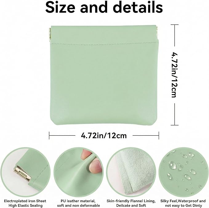 4 PCS Small Makeup Bag for Purse, Mini Portable Cosmetic Pouch for Women, Coin Purse Lipstick Cosmetic Accessories Organizer, Travel Storage Pouch, Light green