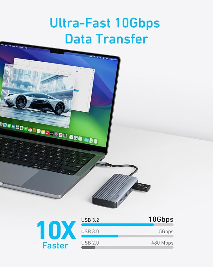 Anker 7-in-1 USB-C Hub, Dual Monitor USB C Docking Station, Dual HDMI Display, 85W Max Output, 10Gbps Data Transfers for Dell XPS, ThinkPad T14 Gen2 and More