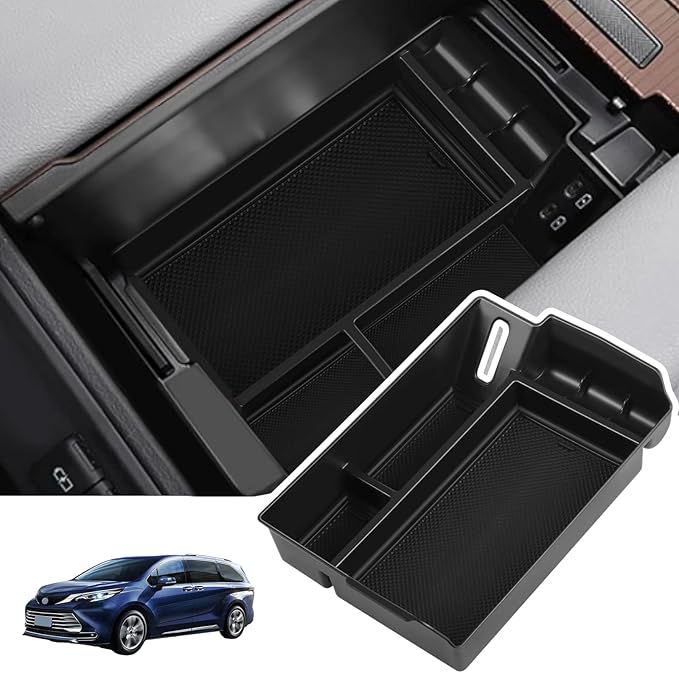 Center Console Organizer Compatible with 2021 2022 2023 2024 Toyota Sienna Accessories Center Console Tray Organizer ABS Armrest Box Insert Tray