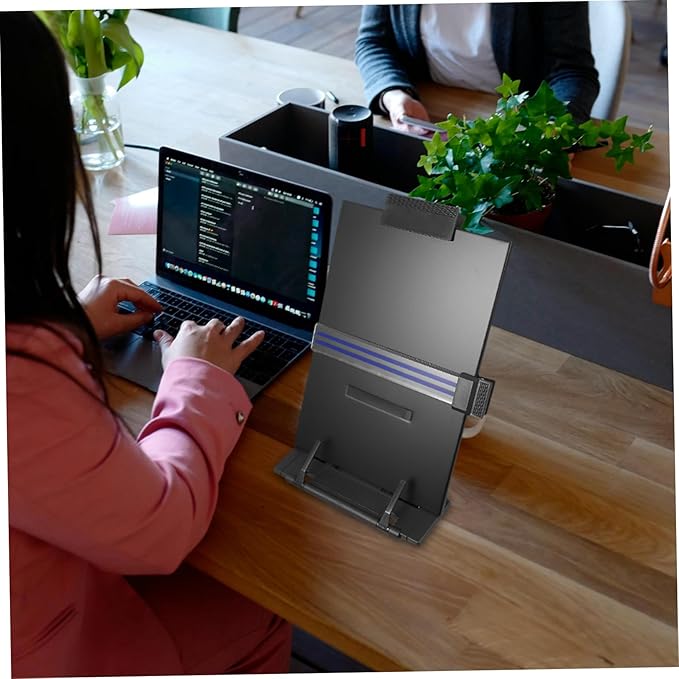Adjustable Reading Stand for Desk Lightweight Copy Holder with Tilt Angle for Students and Office Use Black Document Holder