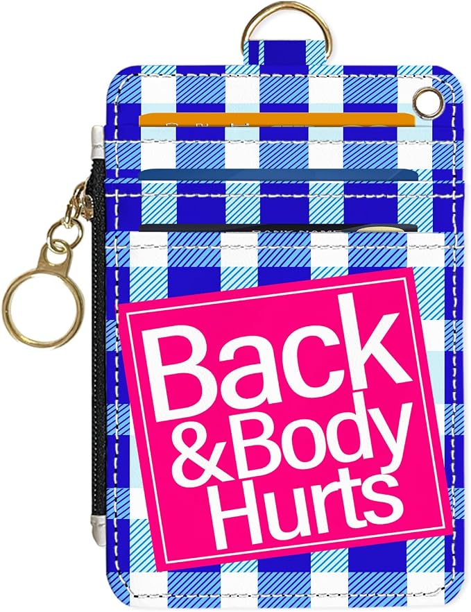 Slim Wallet Credit Card Holder, Blue Checkered X, RFID Wallet Women Cute Small Front Pocket Wallet With Zipper, PU Leather Thin travel RFID Blocking Card Case ID Window,Ladies Gifts