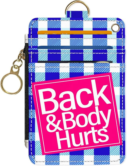 Slim Wallet Credit Card Holder, Blue Checkered X, RFID Wallet Women Cute Small Front Pocket Wallet With Zipper, PU Leather Thin travel RFID Blocking Card Case ID Window,Ladies Gifts