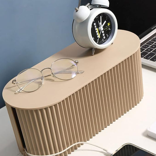 Large Capacity Cable Management Box Anti-Scratch Cable Organizer Desk Gift Box Easy to Clean ABS (Small Light Coffee)