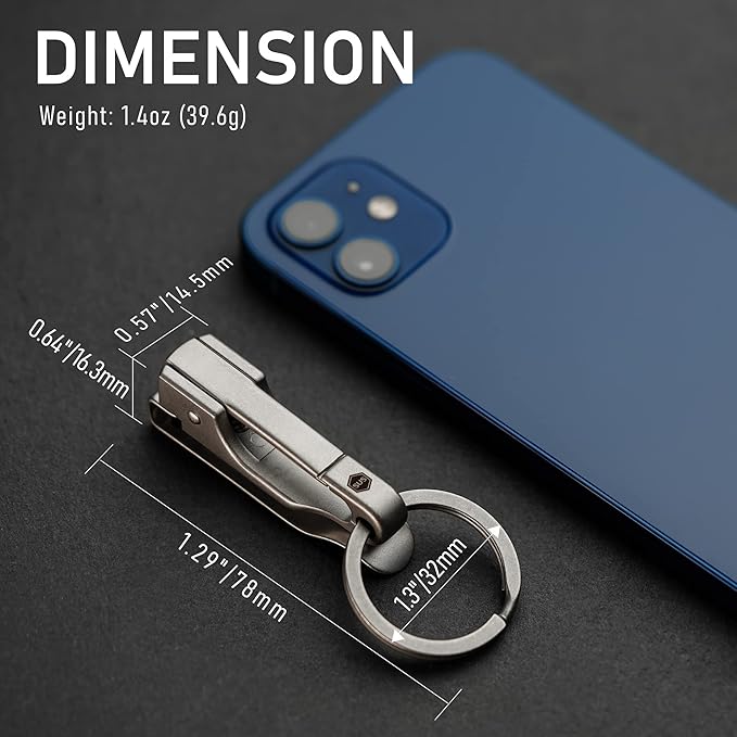 KeyUnity EDC Belt Keychain Clip Quick Release, Stainless Steel Duty Belt Key Ring Holder for Pants, Jeans, Trousers