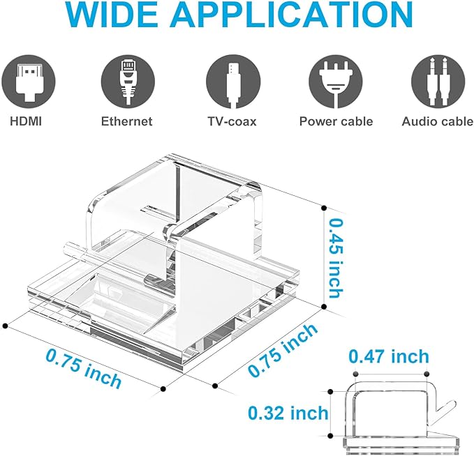 120 PCS Cable Clips Clear, Upgraded Adhesive Cord Clips for Wires on Wall, Christmas Light Clips Wire Clips for Cable Management Cord Organizer, USB, Phone Charger, Cat 6, Car Dash Cam
