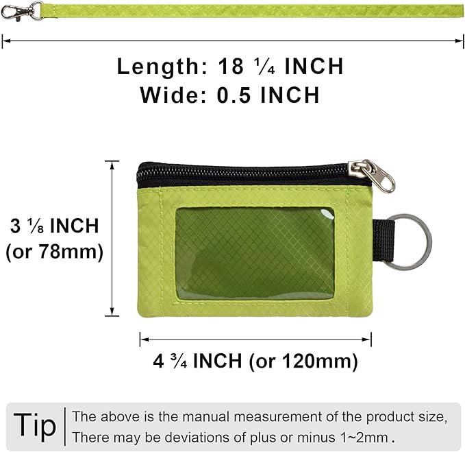 CHENSPRX Minimalist RFID Blocking Small Wallet with ID Window,WaterResistant Zip Id Case Wallet with Lanyard Keychain for Cards,Cash,Travel,Women,Men