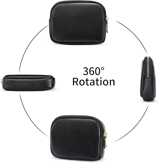 SENDEFN Mini Coin Purse Soft Leather Small Coin Pouch Purses Women Zipper Pocket with Key Ring