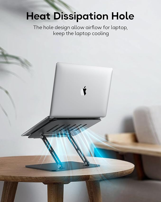LOXP Adjustable Laptop Stand, Ergonomic Computer Stand for Desk, Aluminum Ventilated Colling Laptop Riser Holder Mount Compatible with MacBook Pro Air, HP, Dell 10-15.6" All Laptops