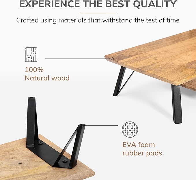 Anji Mountain Monitor Stand - Desktop Organizer & Laptop Riser, Ergonomic Monitor Riser, Space-Saving Monitor Stand for Desk, Durable Construction, Easy Assembly, Ideal for Home & Office,Natural