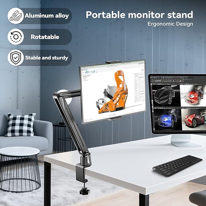 Mount Soporte para Tablet/Portable Monitor/Ereader - Strong Bearing Weight over 5.5lbs with Built-in Adjusting Wrench with 360°Rotate Base Fits for ipad 4.7-15.6" Tablet Stand Holder (Up to 15.6'')