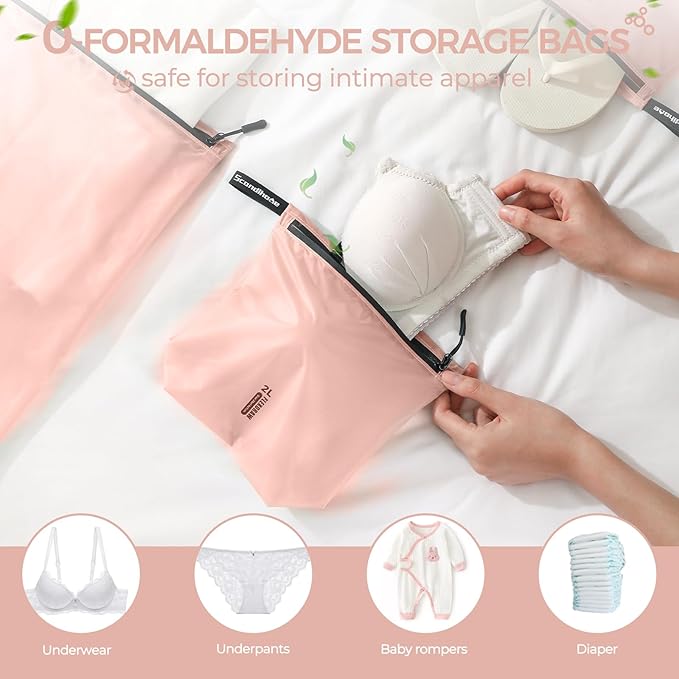 Travel Laundry Bag Ultralight Waterproof Washable Wet Dry Bag for Gym, Swimming, Yoga, and Workout Perfect for Dirty Clothes, Bathing Suits, Travel Accessories (3 Pack) (Pink)