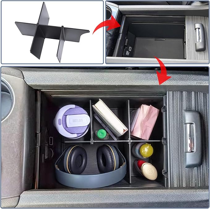 HGWEI Center Console Organizer Compatible with Honda Pilot 2016-2022 / Ridgeline 2017-2023 / Passport 2019-2023 Insert Tray Dividers Armrest Storage Box Interior Accessories