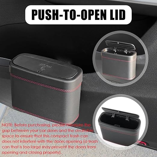 Car Trash Can with Lid,Press-Top Car Trash Bin with 30PCS Cars Trashs Bags,Multi-Function & Small Cars Garbage Can with Suspension Design for Storaging Garbage Fits 4.7 Gal