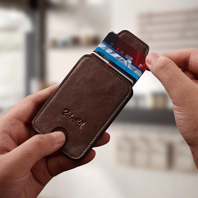 Zitahli Slim Wallet for Men Front Pocket – Thin Minimalist Credit Card Holder with Magnetic Closure & Elastic Cash Strap, RFID Blocking Wallet Holds up to 10 Cards & 15 Bills