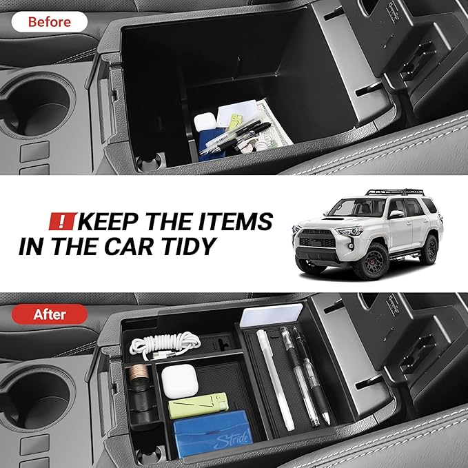 Hellet 2PCS Center Console Organizer Compatible with Toyota 2010-2020 2021 2022 2023 2024 4Runner Interior Accessories Storage Box Organizer Tray Hidden Storage Box