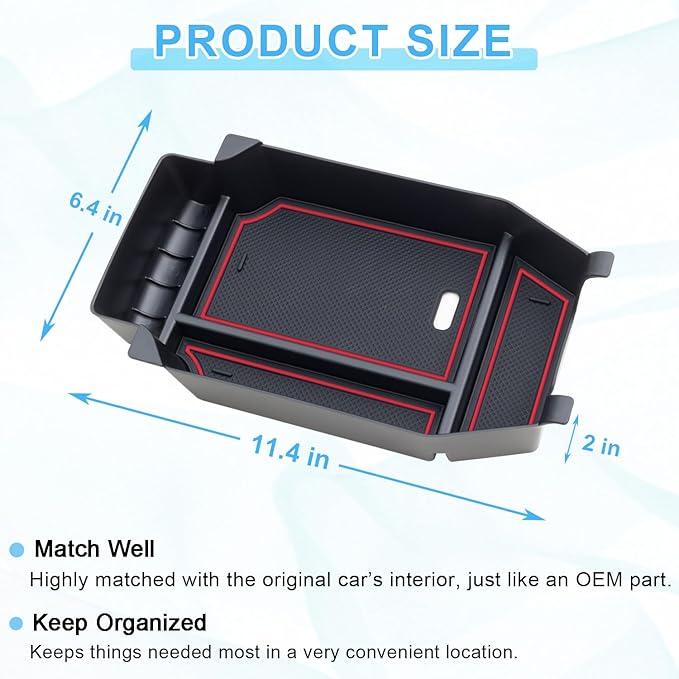 PIMCAR Compatible with 2023-2026 Honda Accord LX EX Sport EX-L Sport-L Touring Hybrid Center Console Organizer ABS Plastic Material 11th Gen Accord Armrest Box Insert Tray Pallet Accessories -Red