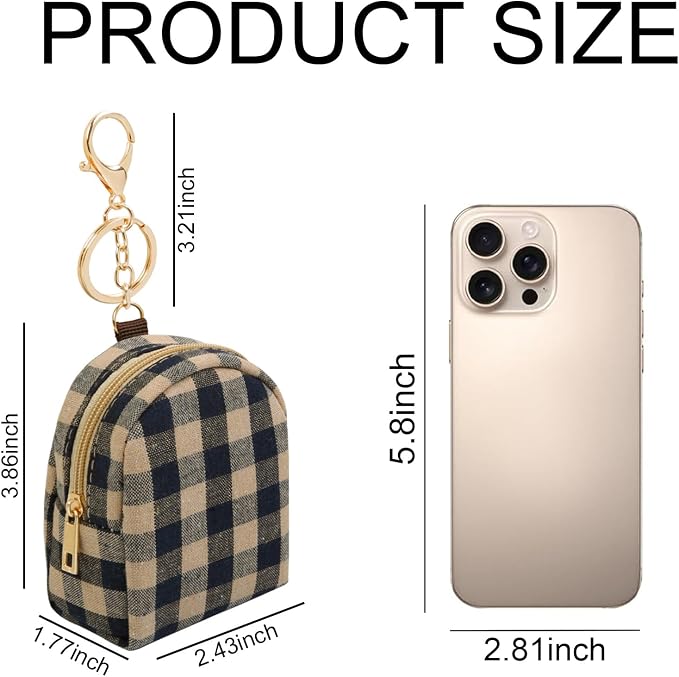 AIBFRID 4Pcs Mini Backpack Keychain,Cute Cosmetic Bag for Women,PU Leather Makeup Bag Key Pocket Lipstick Bag Card Holder Data Cable Organizer Zipper Pouch (Christmas Series)