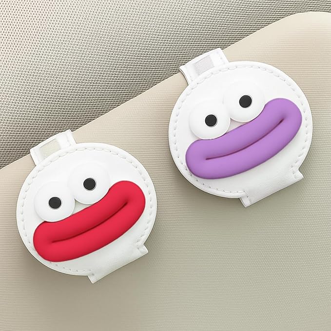 2PCS Sunglasses Holder for Car Visor, Magnetic Leather Ticket Card Clip, Sausage Mouth Sunglass Mount for Different Size Eyeglasses, Cartoon Car Visor Decoration Accessory (Red/Purple/White)