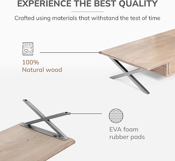 Anji Mountain Monitor Stand - Desktop Organizer & Laptop Riser, Ergonomic Monitor Riser, Space-Saving Monitor Stand for Desk, Durable Construction, Easy Assembly, Ideal for Home & Office,Biscotti