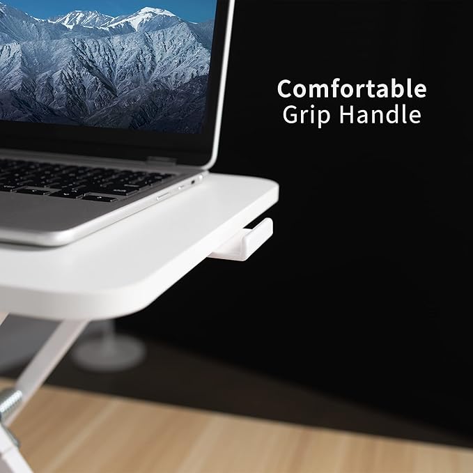 VIVO Single Top 24 inch Scissors Lift Keyboard and Mouse Riser, Height Adjustable Laptop Desk, For Ergonomic Sit Stand Workstations, White, DESK-V024AW