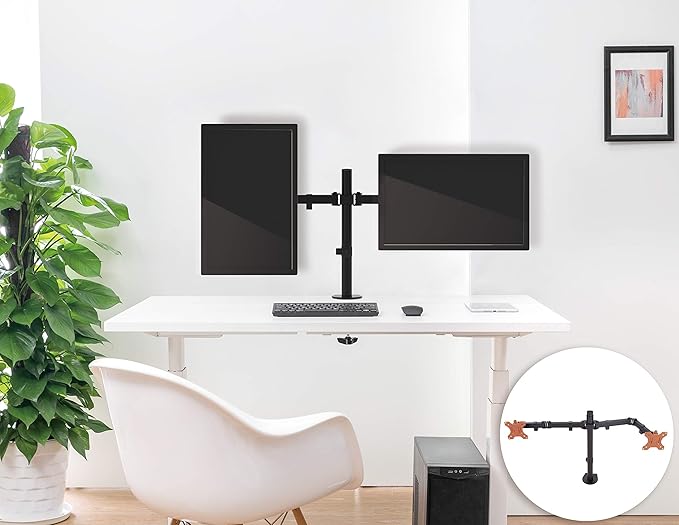 Stand Steady 2 Monitor Mount Desk Stand | Height Adjustable Double Monitor Stand with Desk Clamp| Full Articulation VESA Mount Fits Most LCD/LED Monitors 13-32 Inches (2 Arm Clamp)