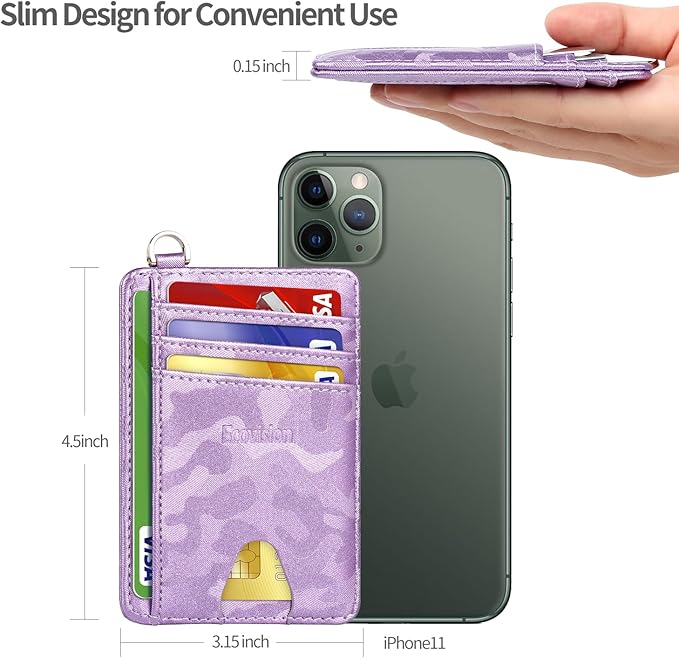 EcoVision Slim Minimalist Front Pocket Wallet, RFID Blocking Credit Card Holder Wallet with Detachable D-Shackle for Men Women