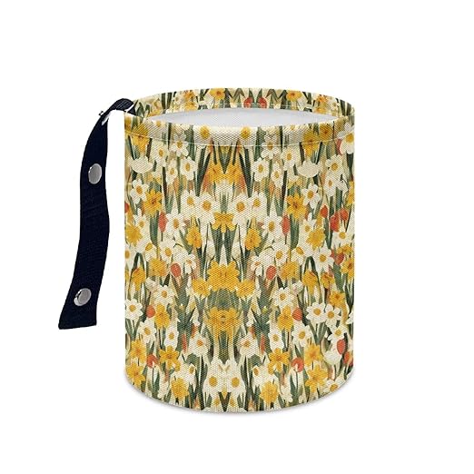 Yellow Florals Car Front Seat Can Leak Proof Front Seat Back Seat Garbage Container Bag Kitchen Rubbish Bin Fashion Vehicle Organization Bin