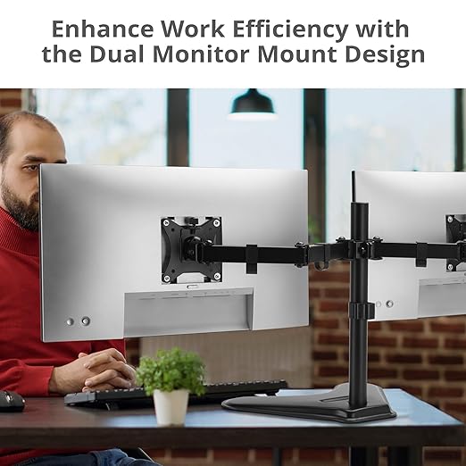 SIIG Articulated Freestanding Dual Monitor Desk Stand - 13"-32" - Max Load 19.8 lbs - 75x75mm/100x100mm(CE-MT1U12-S1)