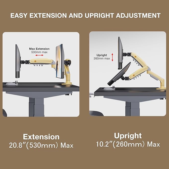 Monitor Mount,Fits 17-30" or Bigger Computer Monitors(Within 19.8lbs), Adjustable Stand with Tilt Rotation Swivel Function, Desk Mount F80 Series (Lava Yellow)
