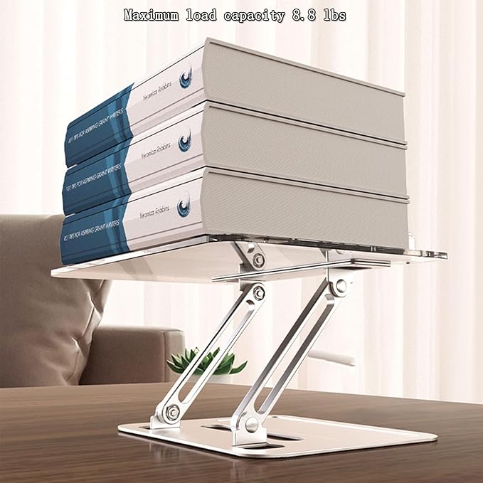 Adjustable Desktop Book Stand, Aluminum Reading Document Holder with Foldable Base, Book Holder, Foldable Desktop Riser for Laptop, Recipe, Textbook (Rose)