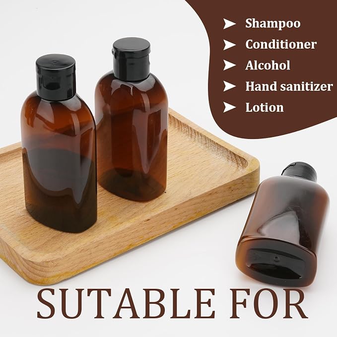 Cosywell Travel Bottles for Toiletries 5pcs 3.4oz TSA Approved Travel Shampoo Bottles Leak Proof Empty Lotion Containers with Flip Cap Small Plastic Squeeze Bottle(Brown)